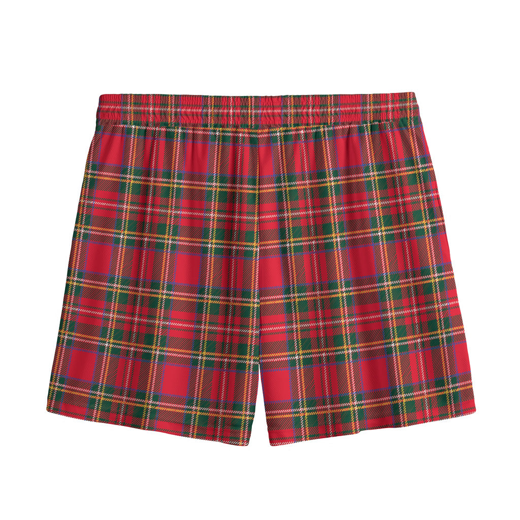 Red And Green Scottish Tartan Print Mesh Shorts