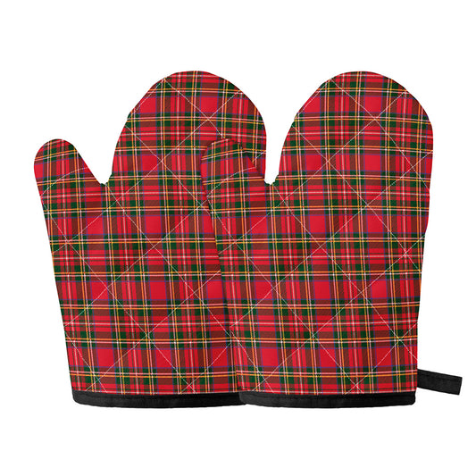 Red And Green Scottish Tartan Print Oven Mitts