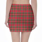 Red And Green Scottish Tartan Print Pencil Mini Skirt