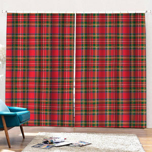 Red And Green Scottish Tartan Print Pencil Pleat Curtains