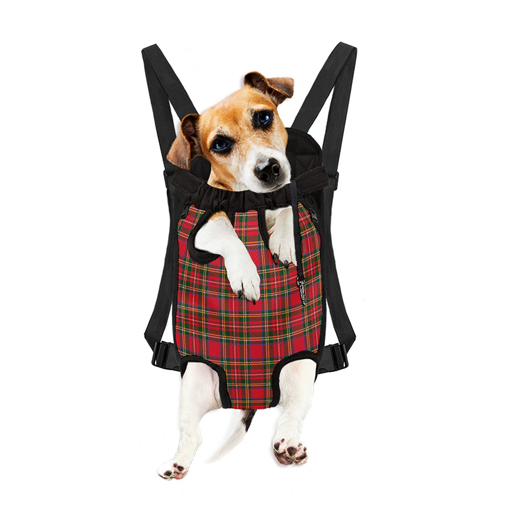Red And Green Scottish Tartan Print Pet Carrier Backpack