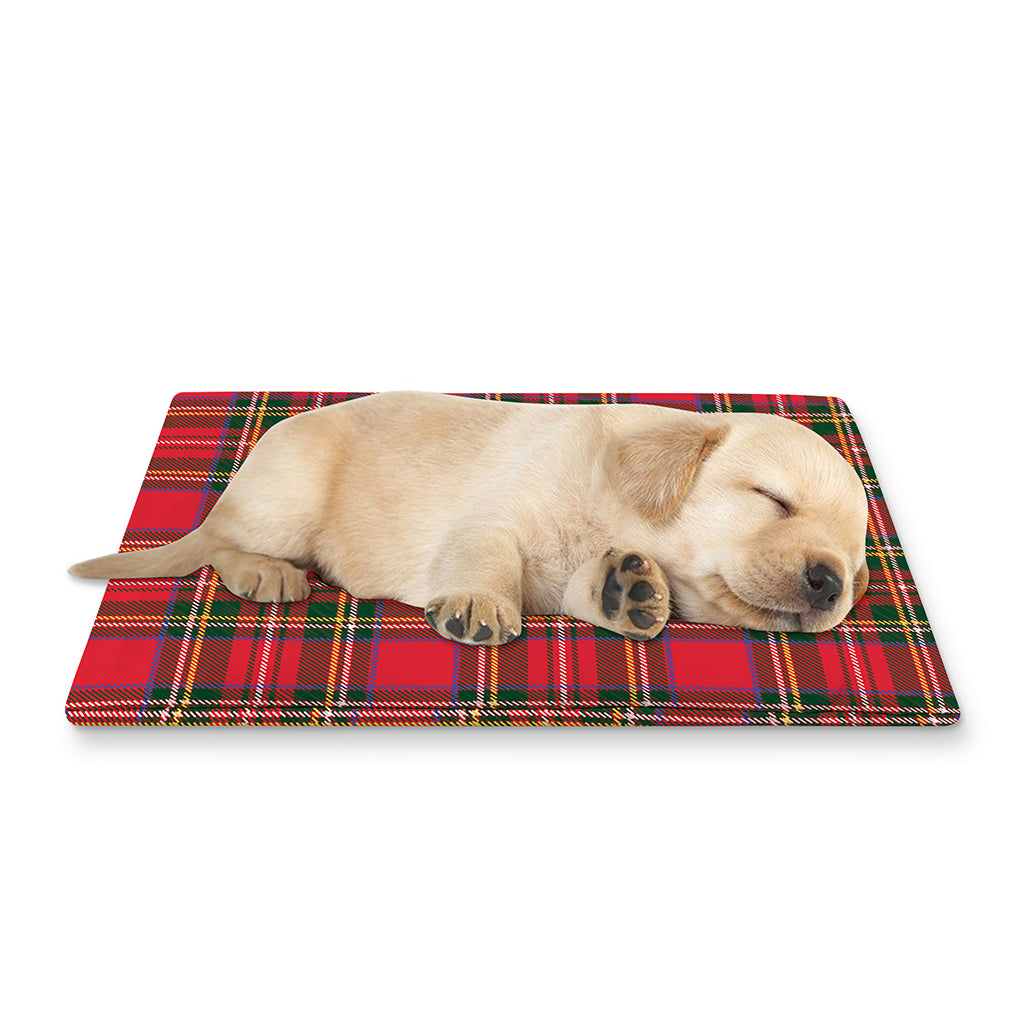 Red And Green Scottish Tartan Print Pet Cooling Mat Cover