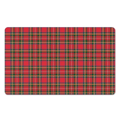 Red And Green Scottish Tartan Print Polyester Doormat