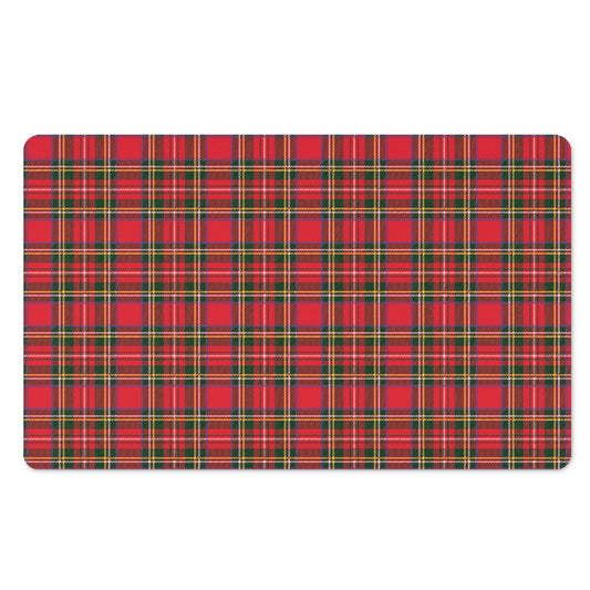 Red And Green Scottish Tartan Print Polyester Doormat