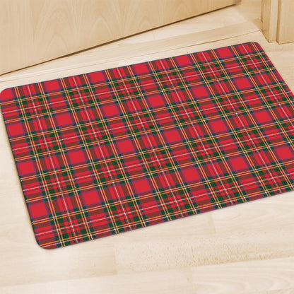 Red And Green Scottish Tartan Print Polyester Doormat