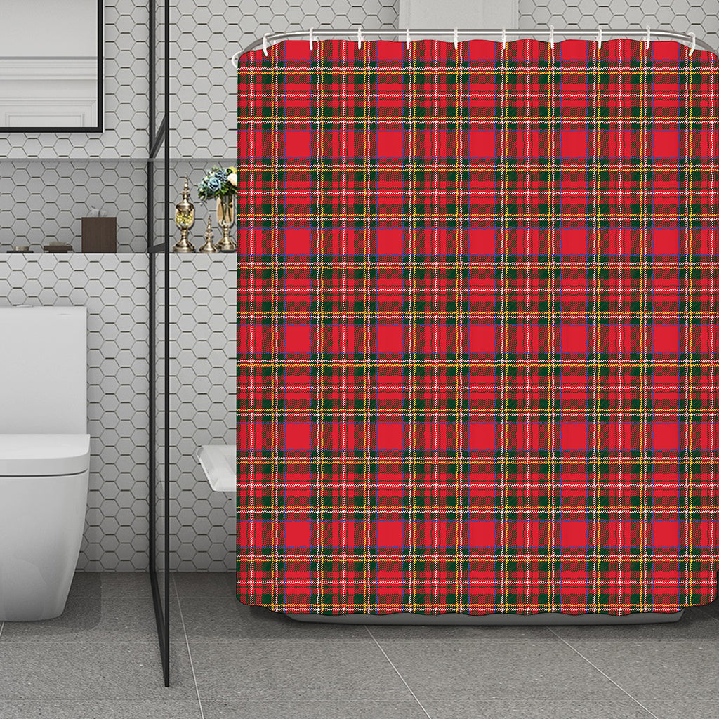 Red And Green Scottish Tartan Print Polyester Shower Curtain