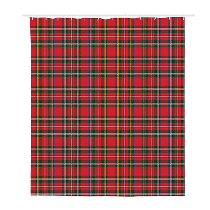 Red And Green Scottish Tartan Print Polyester Shower Curtain