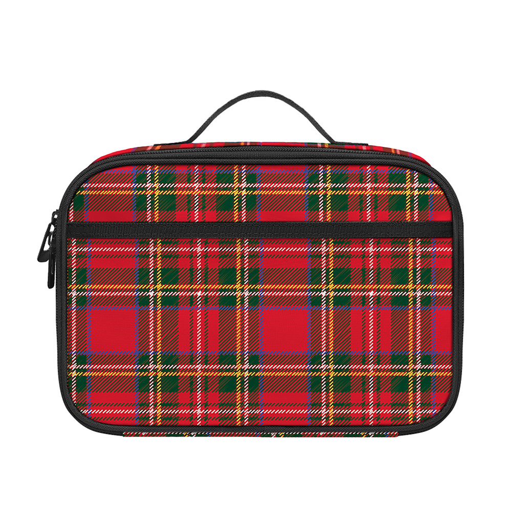 Red And Green Scottish Tartan Print Portable Lunch Bag
