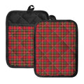 Red And Green Scottish Tartan Print Pot Holders With Pocket