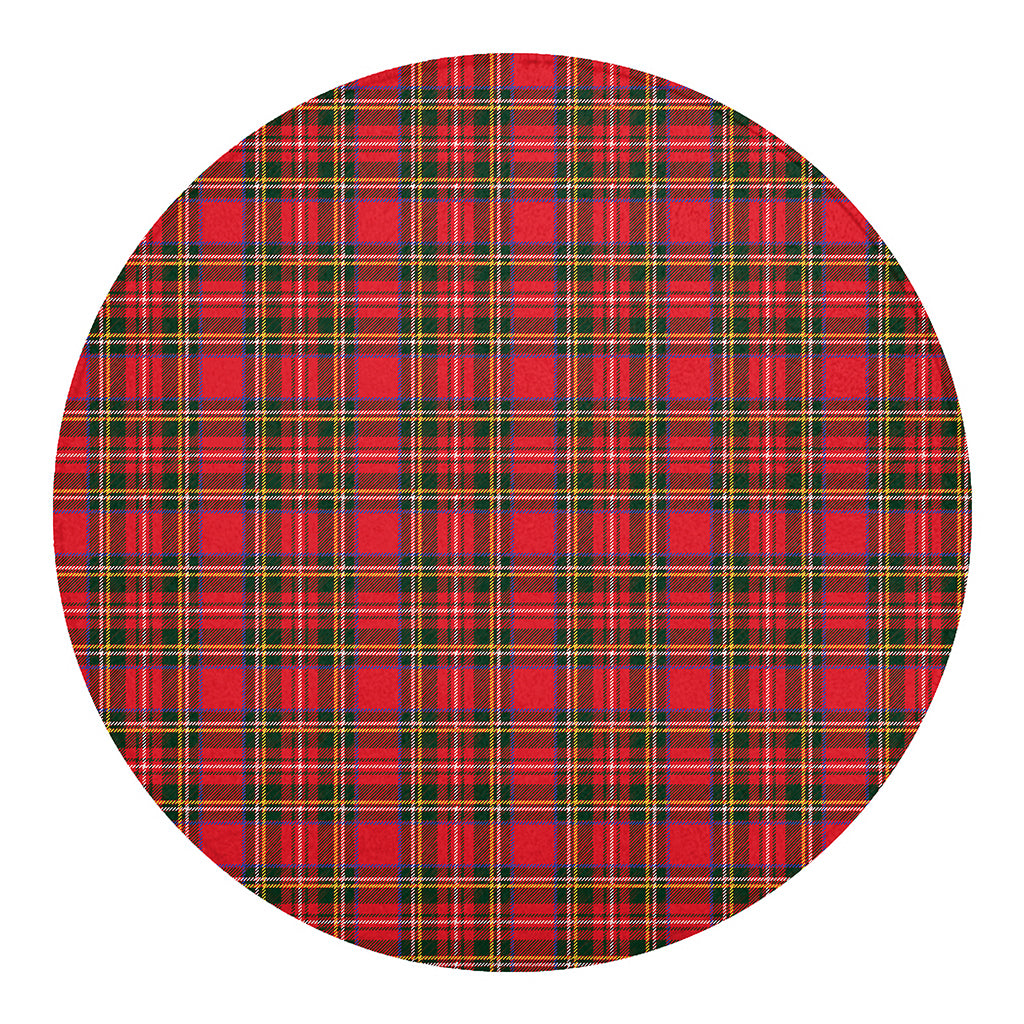 Red And Green Scottish Tartan Print Round Blanket