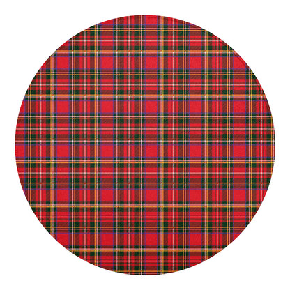 Red And Green Scottish Tartan Print Round Blanket