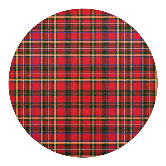 Red And Green Scottish Tartan Print Round Blanket