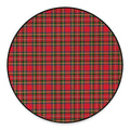 Red And Green Scottish Tartan Print Round Floor Mat