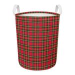 Red And Green Scottish Tartan Print Round Laundry Basket