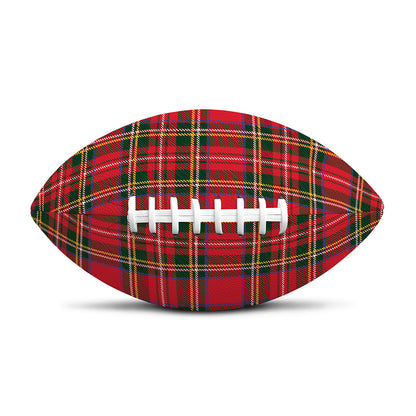 Red And Green Scottish Tartan Print Rugby Ball