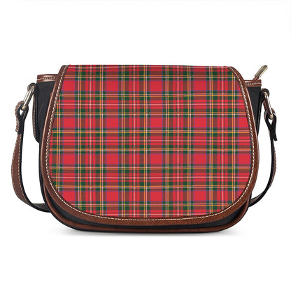 Red And Green Scottish Tartan Print Saddle Bag