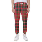 Red And Green Scottish Tartan Print Scuba Joggers