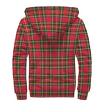 Red And Green Scottish Tartan Print Sherpa Lined Zip Up Hoodie