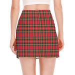 Red And Green Scottish Tartan Print Side Slit Mini Skirt