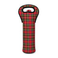 Red And Green Scottish Tartan Print Single Neoprene Wine Tote