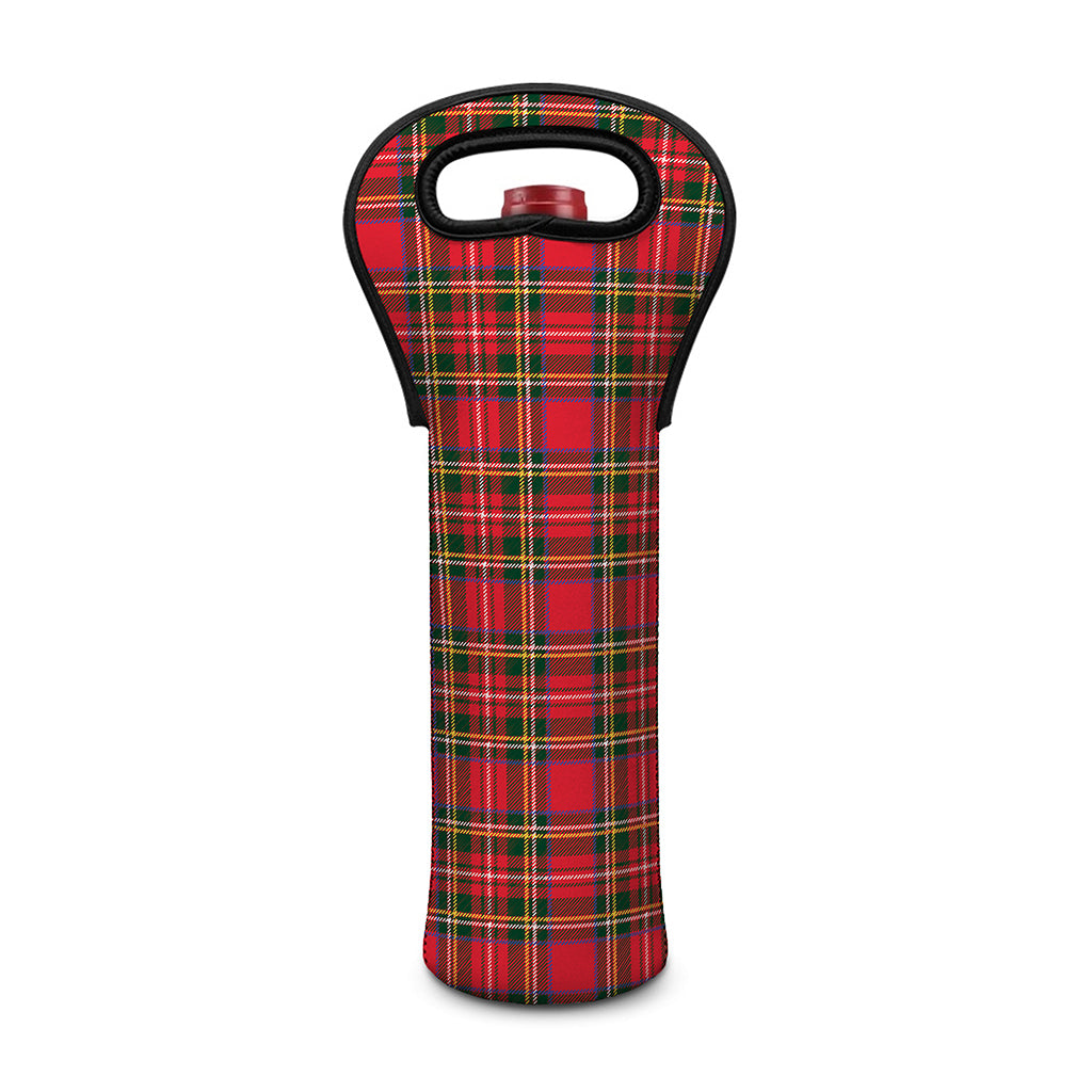 Red And Green Scottish Tartan Print Single Neoprene Wine Tote