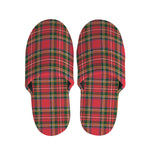 Red And Green Scottish Tartan Print Slippers