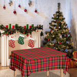 Red And Green Scottish Tartan Print Tablecloth