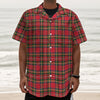 Red And Green Scottish Tartan Print Textured Short Sleeve Shirt