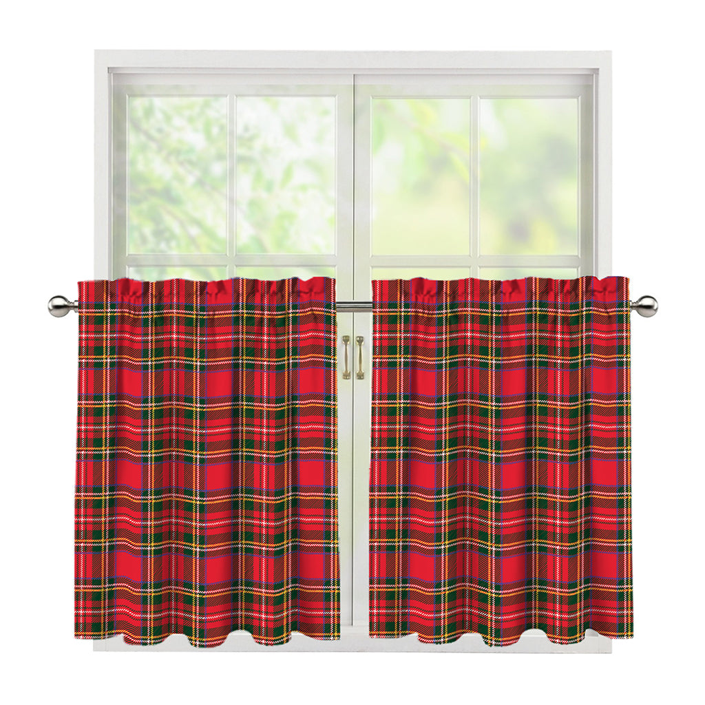 Red And Green Scottish Tartan Print Tier Curtains
