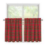 Red And Green Scottish Tartan Print Tier Curtains