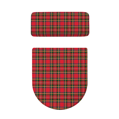 Red And Green Scottish Tartan Print Toilet Lid And Tank Cover Set