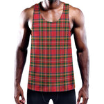 Red And Green Scottish Tartan Print Training Tank Top