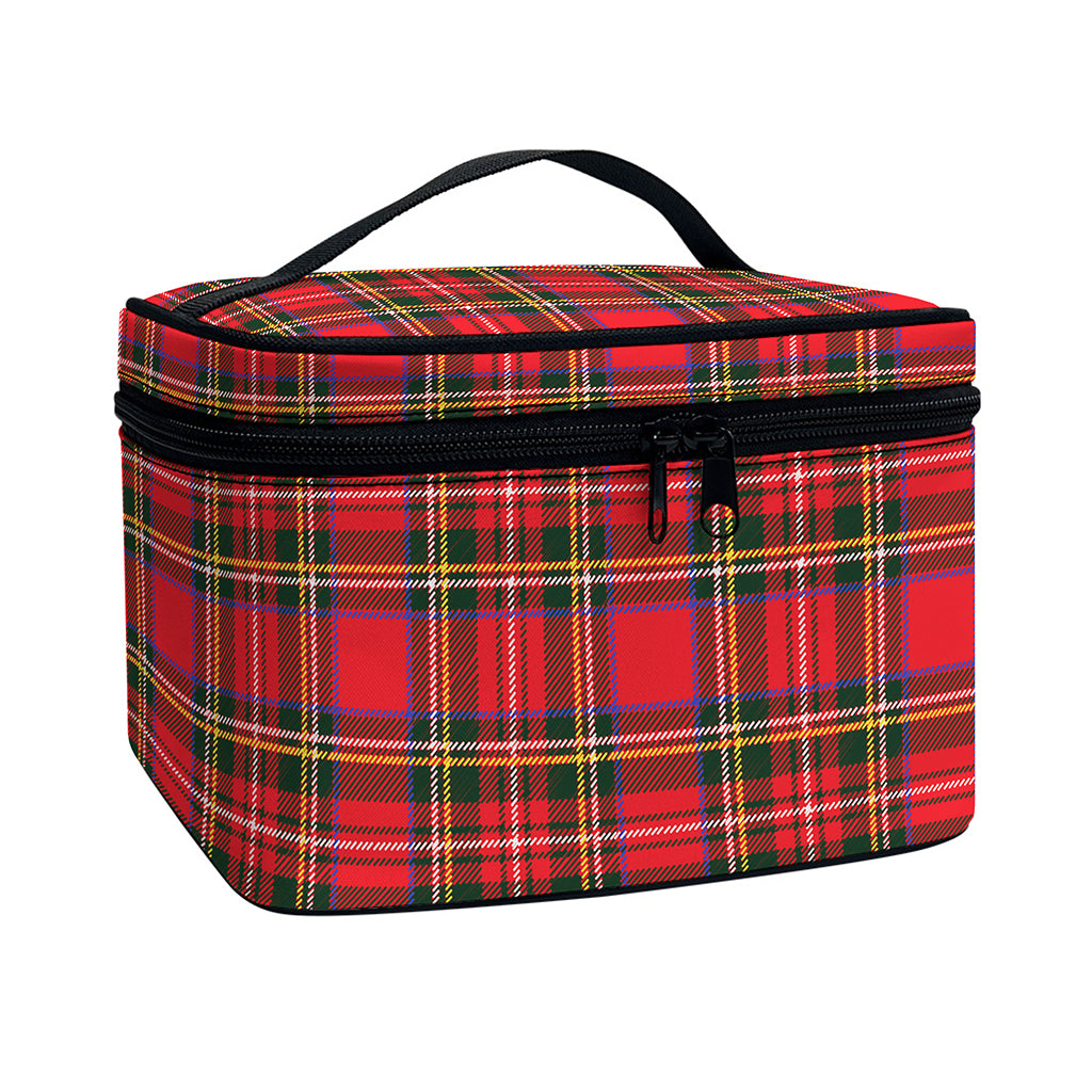 Red And Green Scottish Tartan Print Travel Makeup Bag