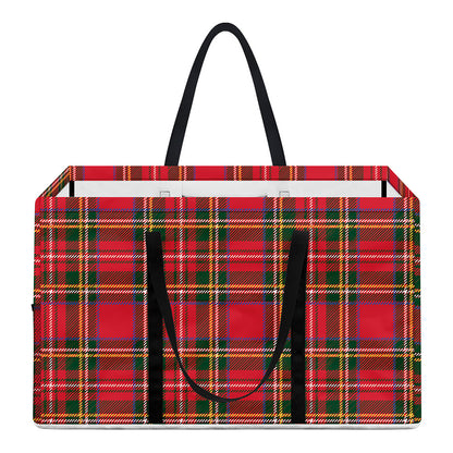 Red And Green Scottish Tartan Print Utility Tote Bag