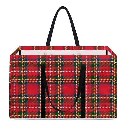 Red And Green Scottish Tartan Print Utility Tote Bag