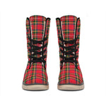 Red And Green Scottish Tartan Print Winter Boots