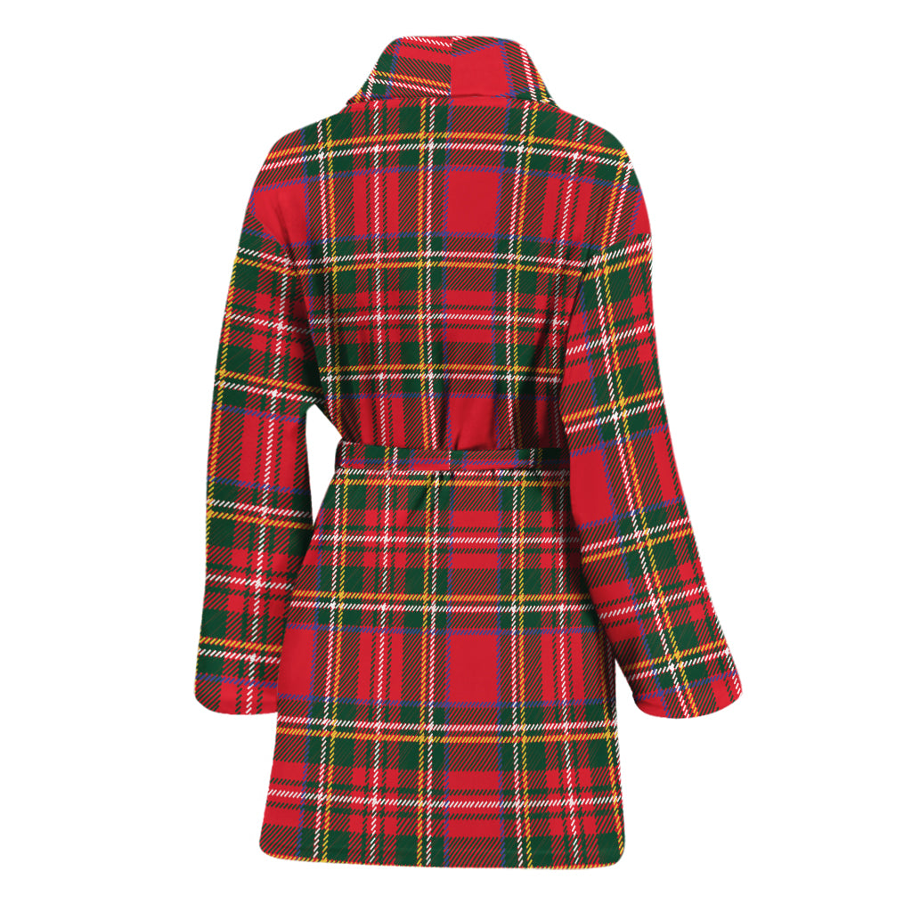Red And Green Scottish Tartan Print Women's Bathrobe