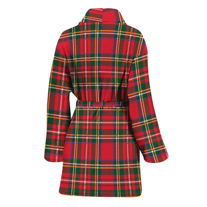 Red And Green Scottish Tartan Print Women's Bathrobe
