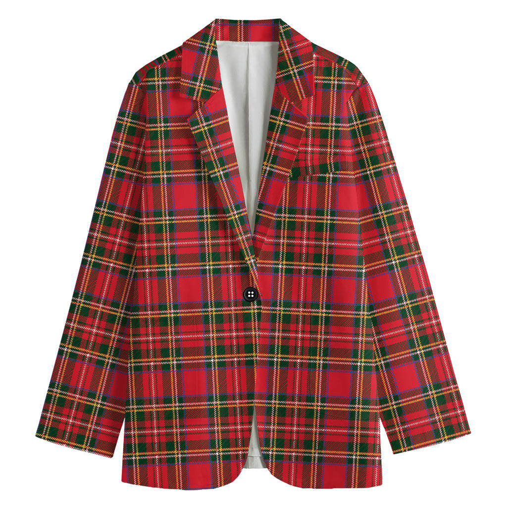 Red And Green Scottish Tartan Print Women's Blazer