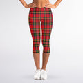 Red And Green Scottish Tartan Print Women's Capri Leggings