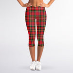 Red And Green Scottish Tartan Print Women's Capri Leggings