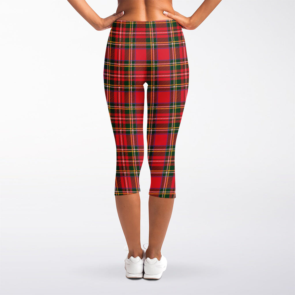 Red And Green Scottish Tartan Print Women's Capri Leggings