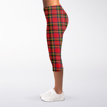 Red And Green Scottish Tartan Print Women's Capri Leggings