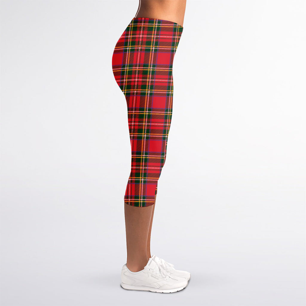 Red And Green Scottish Tartan Print Women's Capri Leggings