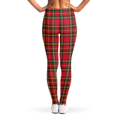 Red And Green Scottish Tartan Print Women's Leggings
