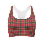 Red And Green Scottish Tartan Print Women's Sports Bra