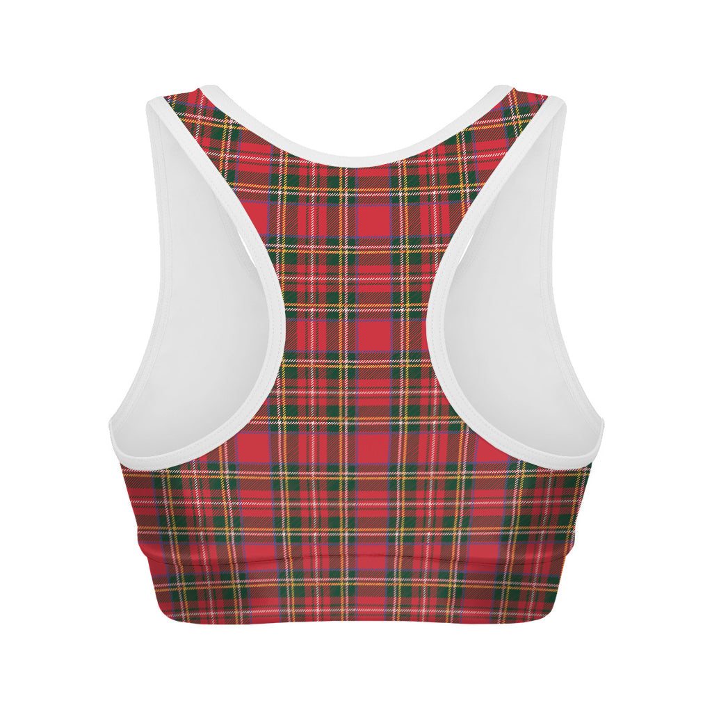 Red And Green Scottish Tartan Print Women's Sports Bra