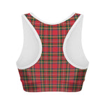Red And Green Scottish Tartan Print Women's Sports Bra