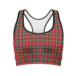 Red And Green Scottish Tartan Print Women's Sports Bra