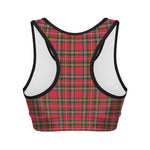 Red And Green Scottish Tartan Print Women's Sports Bra